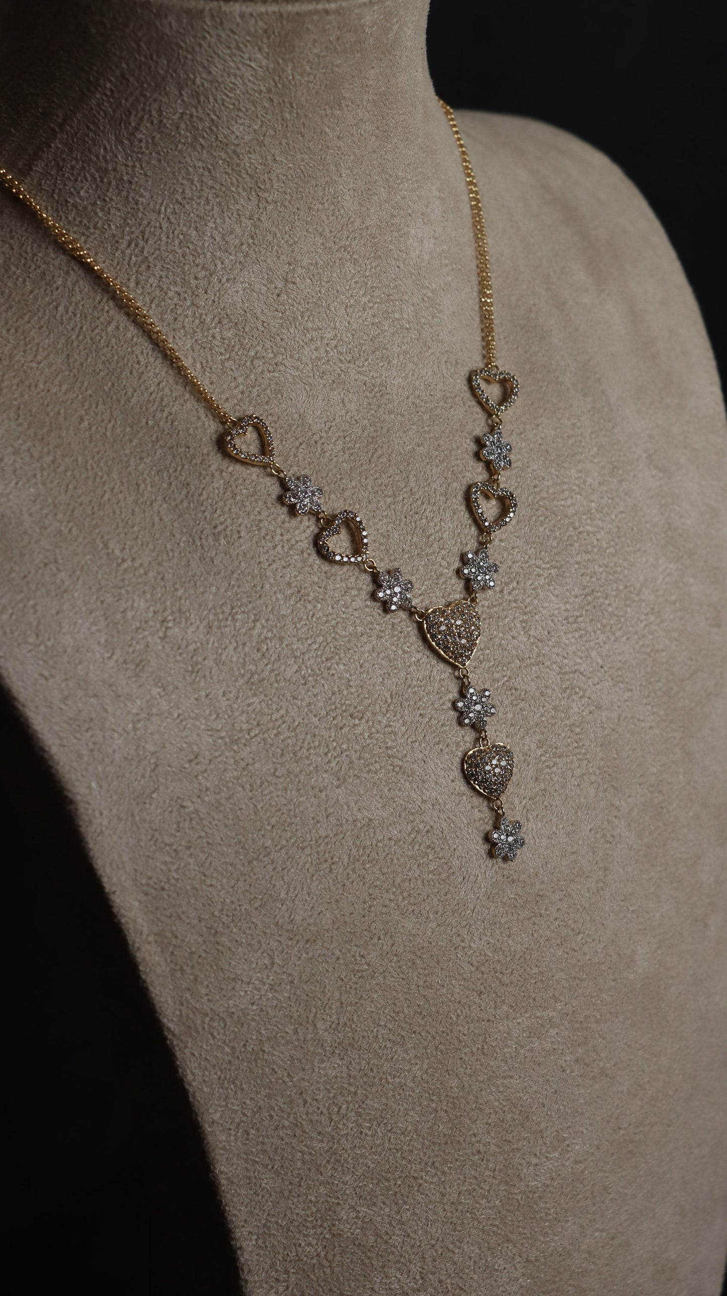 18k Solid Gold Necklace Chain Hearts, Gold necklaces for women, Women's Jewelry, Jewellery Design, Real Gold, Gift for Her