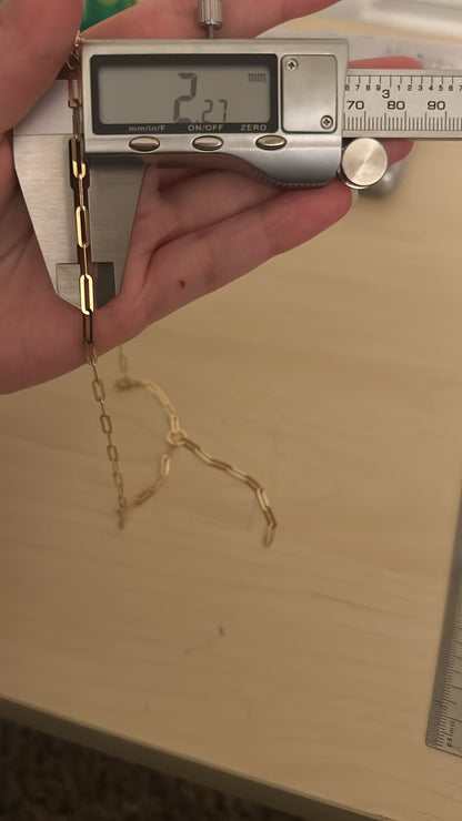 18k Solid Gold Paperclip Necklace, Real 18k Yellow Gold paperclip Chain, Necklaces for Women, Gold Jewelry, Layering Necklaces, Gift for Her