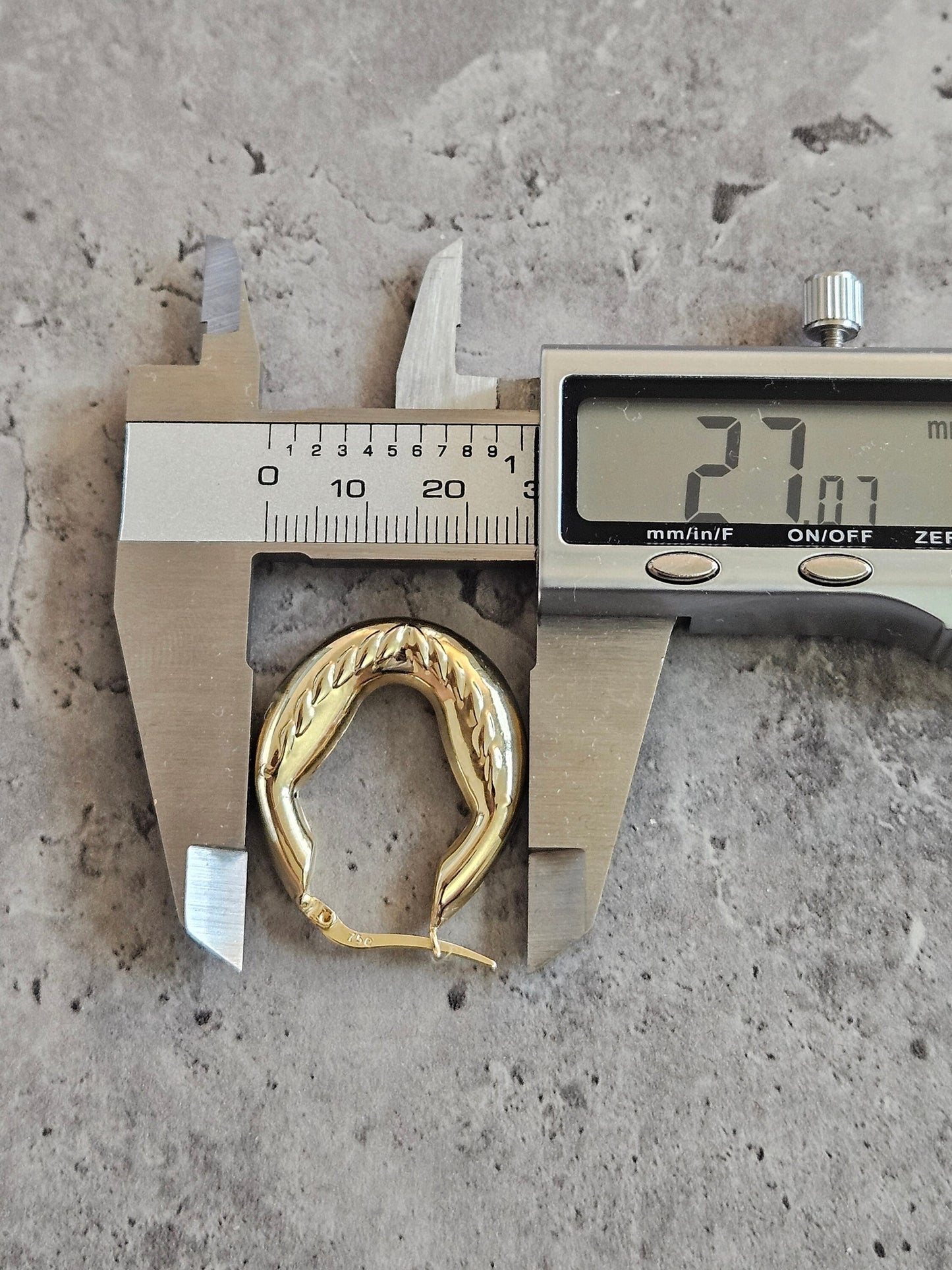 18K earrings gold hoop yellow real solid gold, high quality, genuine gold, real solid gold, gold earrings Italian gold, gift for her