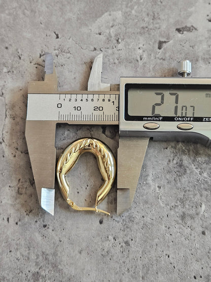 18K earrings gold hoop yellow real solid gold, high quality, genuine gold, real solid gold, gold earrings Italian gold, gift for her