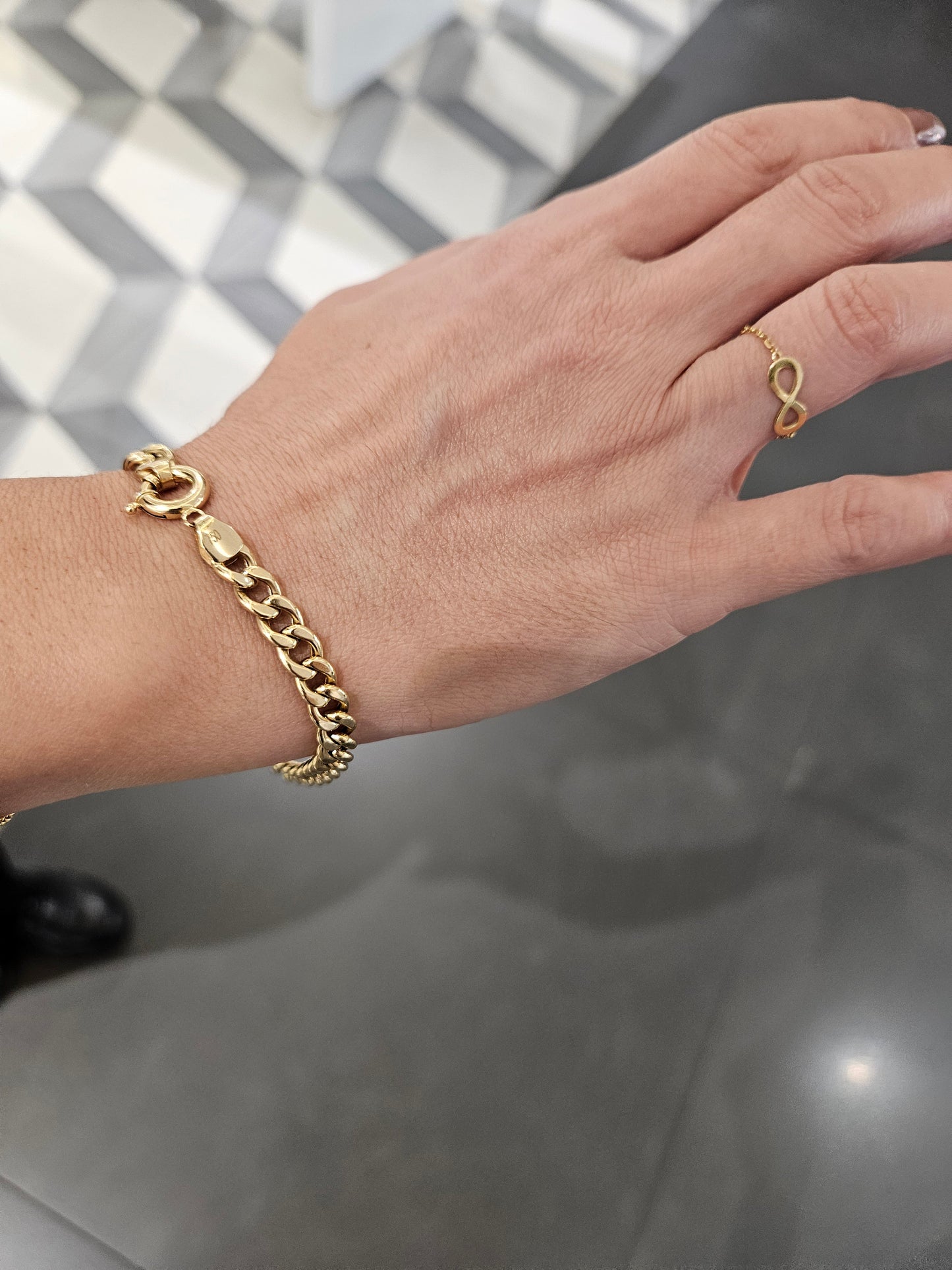 18K Curb Real Gold Chain Bracelets, Solid 18K Gold Miami Cuban Links Bracelets, 5 MM Thick Real Gold Bracelet for Him/Her, Birthday Gift!