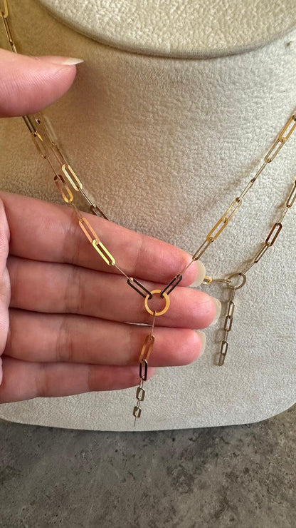 18k Solid Gold Paperclip Necklace, Real 18k Yellow Gold paperclip Chain, Necklaces for Women, Gold Jewelry, Layering Necklaces, Gift for Her