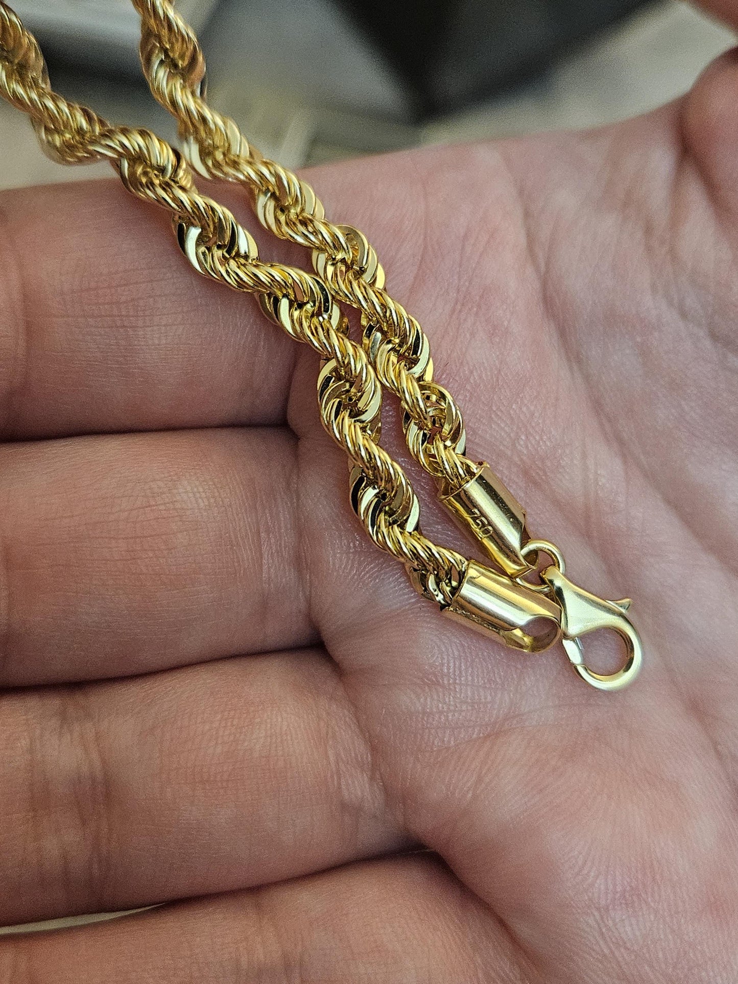 18k Rope Gold Bracelet, Rope Chain Bracelet, Gold Rope Chain, Solid Rope Chain, Real Gold Bracelet, Dainty Gold Bracelet, Anniversary Gift