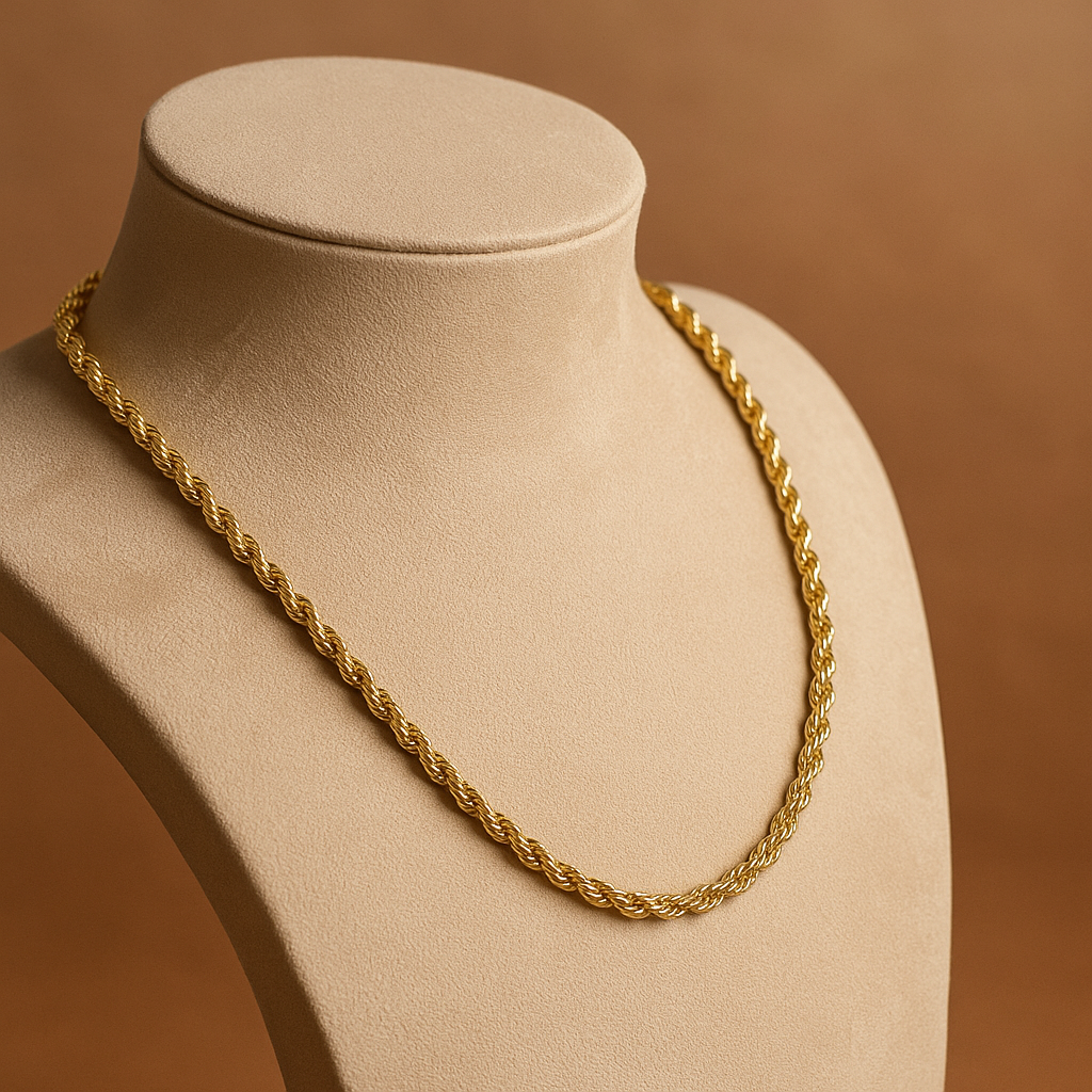 18k Rope Chain Gold Necklace, 18k Twist Chain, Women's Gold Jewelry, Ladies Gold Chain, Man Gold Chain, Chain for Layering, Gift for her him