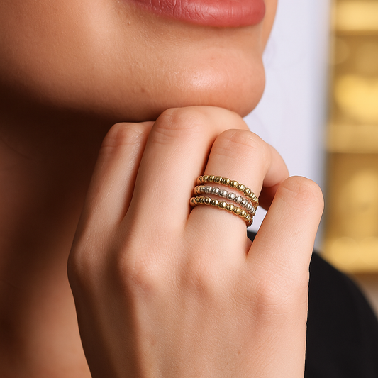 18k Gold Ring Bead Real Solid Gold Balls 18k, Gold Jewelry Lovers, 18k Bead Ring women, Anniversary Gift, Birthday Gift, Ring For Every Day