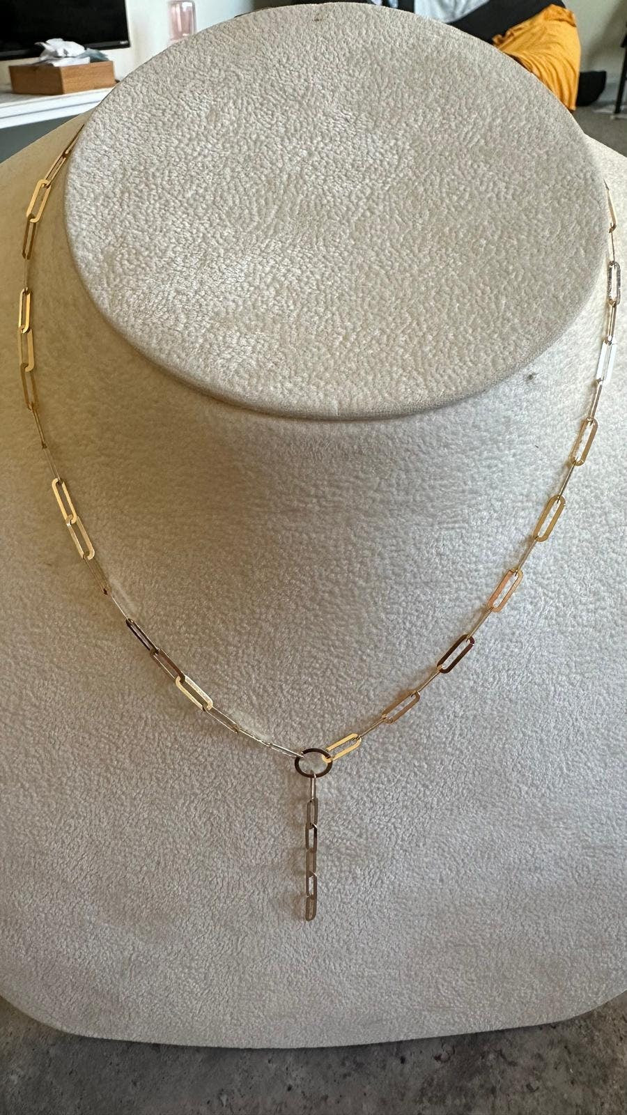 18k Solid Gold Paperclip Necklace, Real 18k Yellow Gold paperclip Chain, Necklaces for Women, Gold Jewelry, Layering Necklaces, Gift for Her