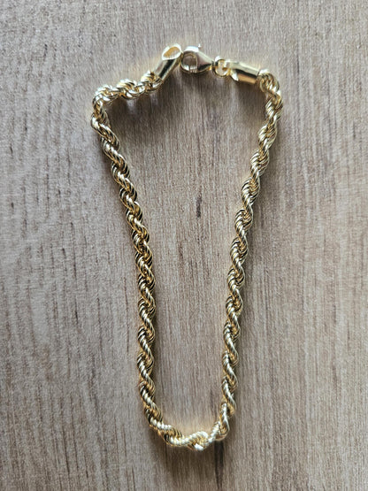 18k Rope Gold Bracelet, Rope Chain Bracelet, Gold Rope Chain, Solid Rope Chain, Real Gold Bracelet, Dainty Gold Bracelet, Anniversary Gift