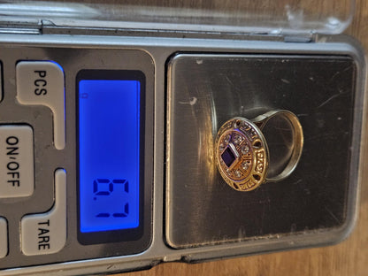 Vintage 14K Gold Ring with Deep Red Center and Clear Accents, Unique Statement Jewelry, Antique Style Cocktail or Engagement Ring, Gift her