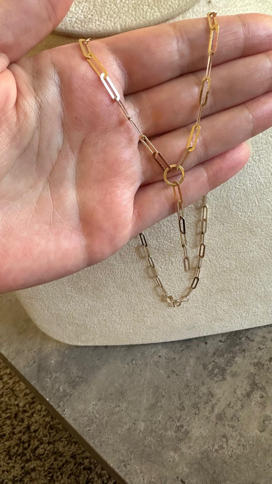 18k Solid Gold Paperclip Necklace, Real 18k Yellow Gold paperclip Chain, Necklaces for Women, Gold Jewelry, Layering Necklaces, Gift for Her