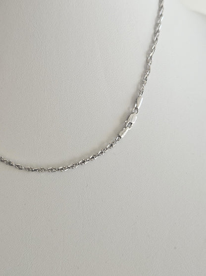 18k White Gold Cuban link Chain Necklace, Solid Curb Necklace Chain 18kt Real Gold Cuban, Genuine Authentic Gold Necklace, Gift for him her