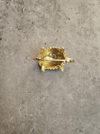 Vintage 18k Gold Turtle Brooch: Blue & Green Enamel Shell
