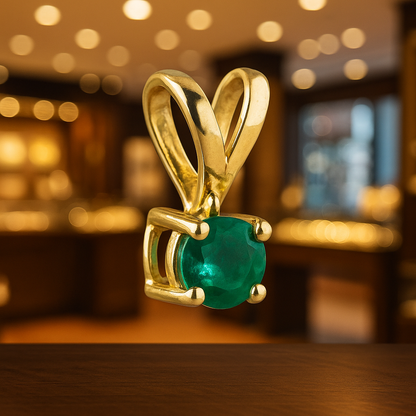 Emerald Green Pendant Gold , 18k Emerald Pendant, May Birthstone, Real Gold, Green Emerald, Natural Emerald Pendant, Gift for her