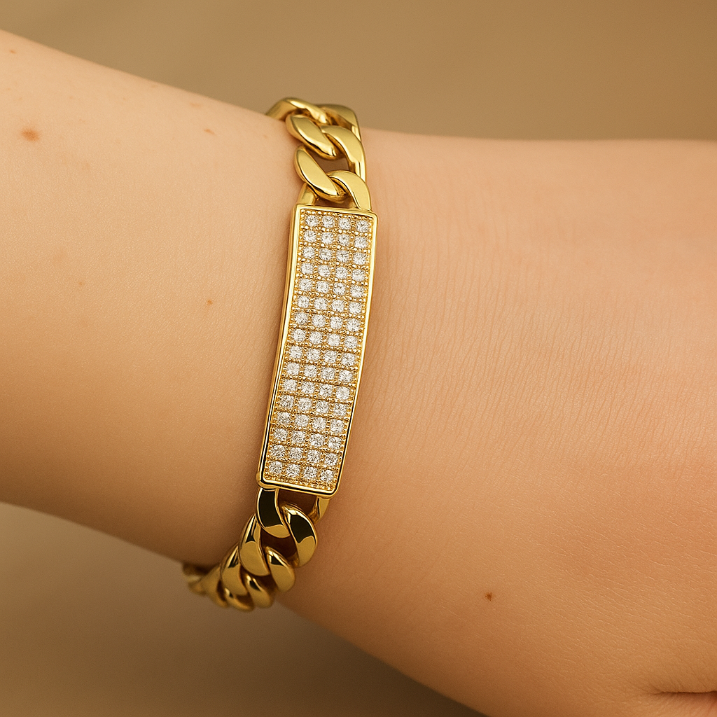 18k Real Yellow Gold Bracelet, Women Jewelry, Luxurious 18K Solid Gold Jewelry, Elegant 18kt Solid Gold Bracelet, Gift for Her Him