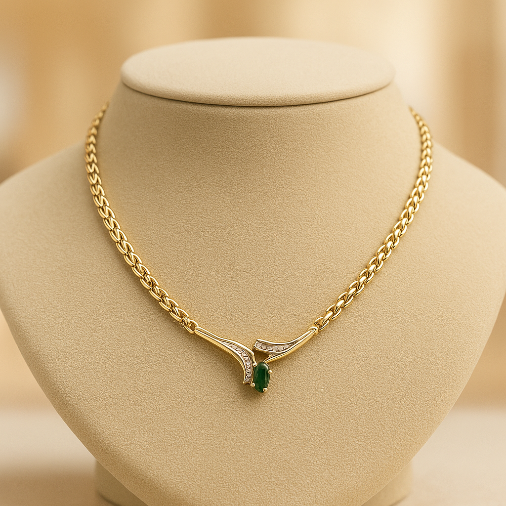14K Gold Necklace Real Emerald,Solid Gold Natural Emerald Pendant, Emerald stone, Real Gold, Genuine stones, Necklace, May Birthstone Gift