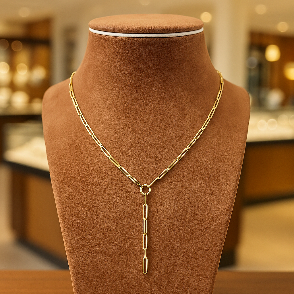 18k Gold Paperclip Necklace, Paperclip Gold Chai, Real Solid Gold , Chain supply, Necklace 18K Shiny Gold Chain Necklace Birthday Gift