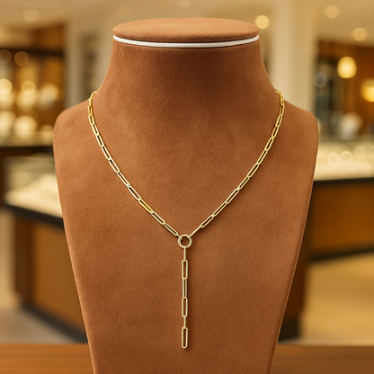 18k Gold Paperclip Necklace, Paperclip Gold Chai, Real Solid Gold , Chain supply, Necklace 18K Shiny Gold Chain Necklace Birthday Gift