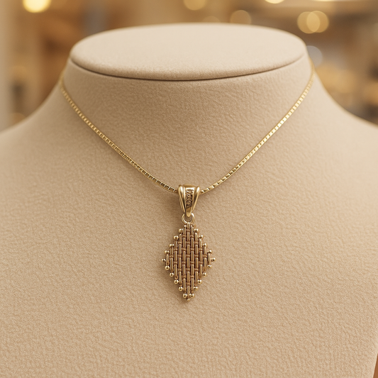 14k Solid Gold Pendant Necklace • Geometric Minimalist Jewelry for Women and Men • Dainty Real Gold Chain • Modern Everyday Layering