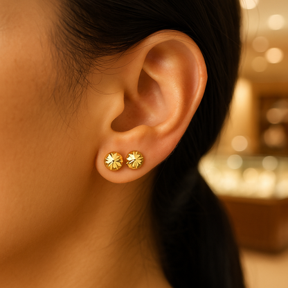 18k Gold Earring Stud, Earrings for women, Stud Earring Set 18kt, Gold Jewelry, Gift for Her, Jewelry Lover Design, Gift for anniversary Set