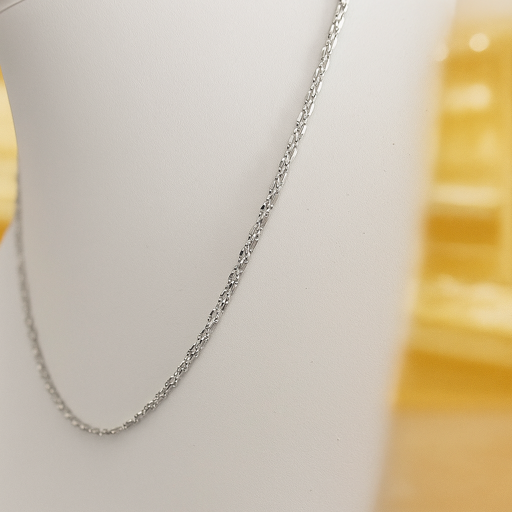 18k Solid White Gold Cuban link Chain Necklace, Curb Necklace Chain 18kt Real Gold Cuban, Genuine Authentic Gold Necklace, Gift for him her