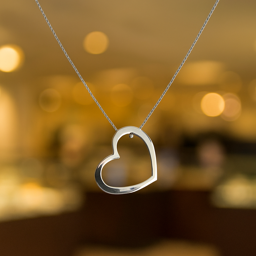 18K Solid Gold Heart Pendant Necklace, Minimalist Layering Jewelry, Gold Pendants Jewelry, White Authentic Real Solid 18k Gold, Gift for her