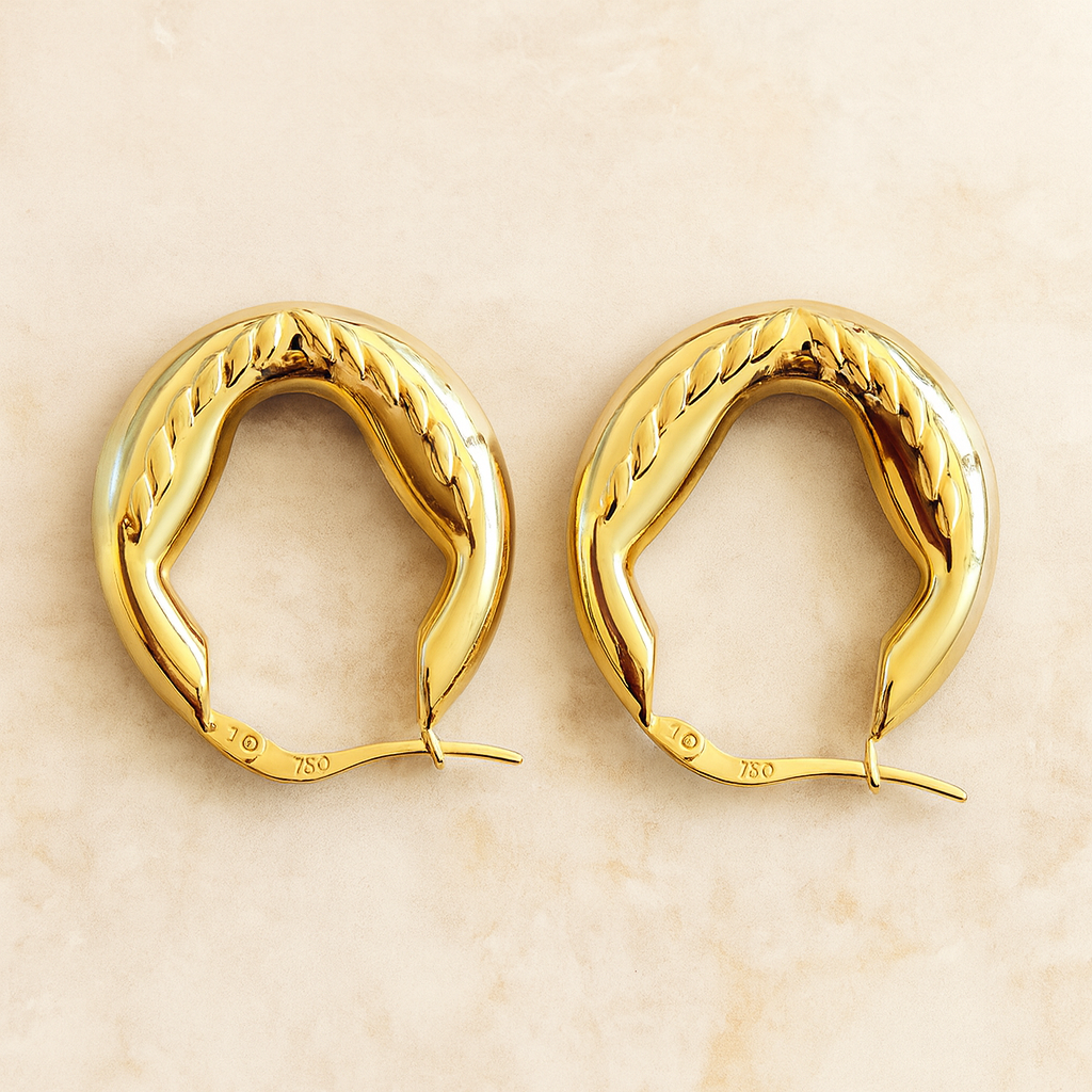 18K gold hoop earrings, 18kt real solid gold, high quality, genuine gold, real solid gold, gold earrings, italian gold, gift for her