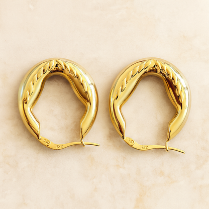 18K gold hoop earrings, 18kt real solid gold, high quality, genuine gold, real solid gold, gold earrings, italian gold, gift for her