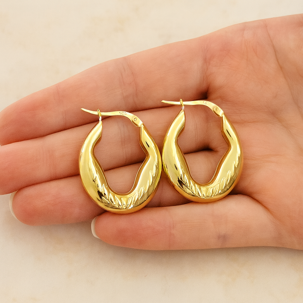 18K gold hoop earrings, 18kt real solid gold, high quality, genuine gold, real solid gold, gold earrings, italian gold, gift for her