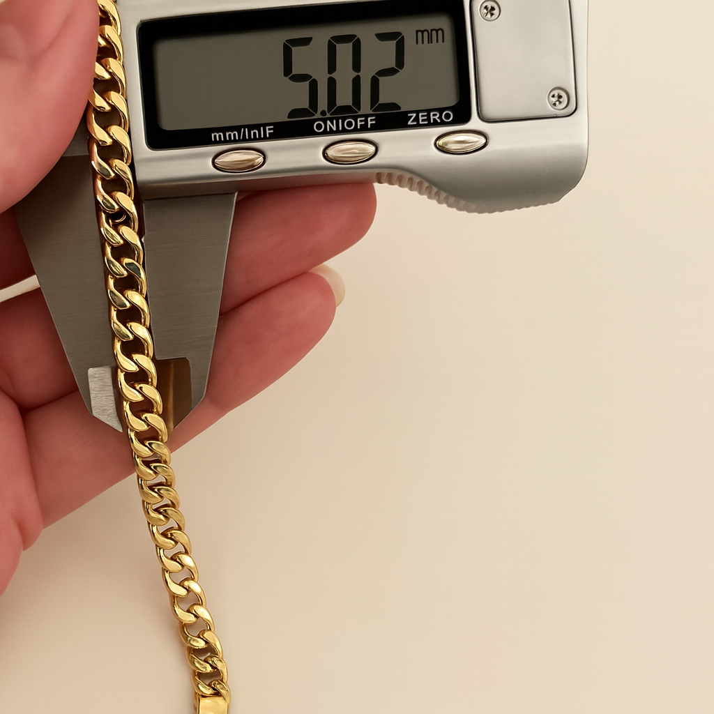 18k Real Gold Cuban Curb Link Chain Bracelet, 5 MM Width, Real Gold Gourmet Bracelet Gift for Her, Gift for Him, Unisex Bracelet, Best Price