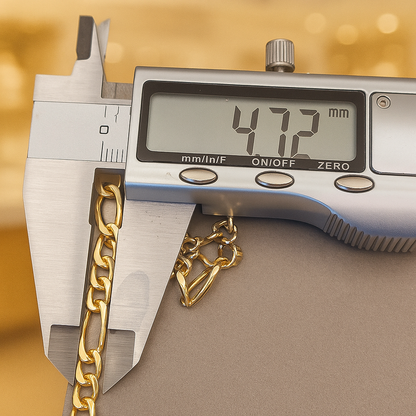 14K Necklace Figaro Solid Yellow Gold Chain - Genuine Elegant Italian Link Design - Unisex Solid Gold Jewelry - Premium Craftsmanship