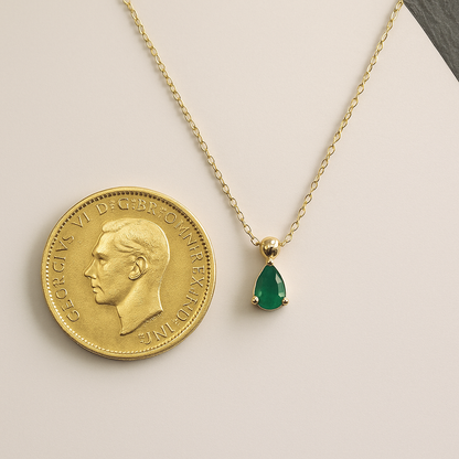 Green Emerald Pendant 18k Necklace, 18K Solid Gold Necklace, Natural Emerald Pendant, Emerald stone, Real Gold, Genuine stones, Christmas Gi