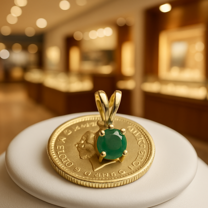 Emerald Green Pendant Gold , 18k Emerald Pendant, May Birthstone, Real Gold, Green Emerald, Natural Emerald Pendant, Gift for her