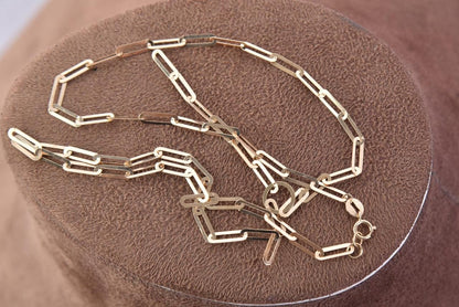 18k Solid Gold Paperclip Necklace, Real 18k Yellow Gold paperclip Chain, Necklaces for Women, Gold Jewelry, Layering Necklaces, Gift for Her