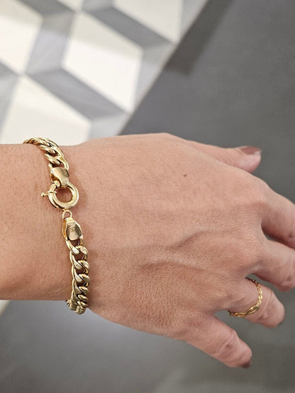 Gold Cuban Braclet Curb, 18k Link Chain Bracelet, 5 MM Width, Real Gold Gourmet Bracelet Gift for Her, Gift for Him, Unisex Bracelet