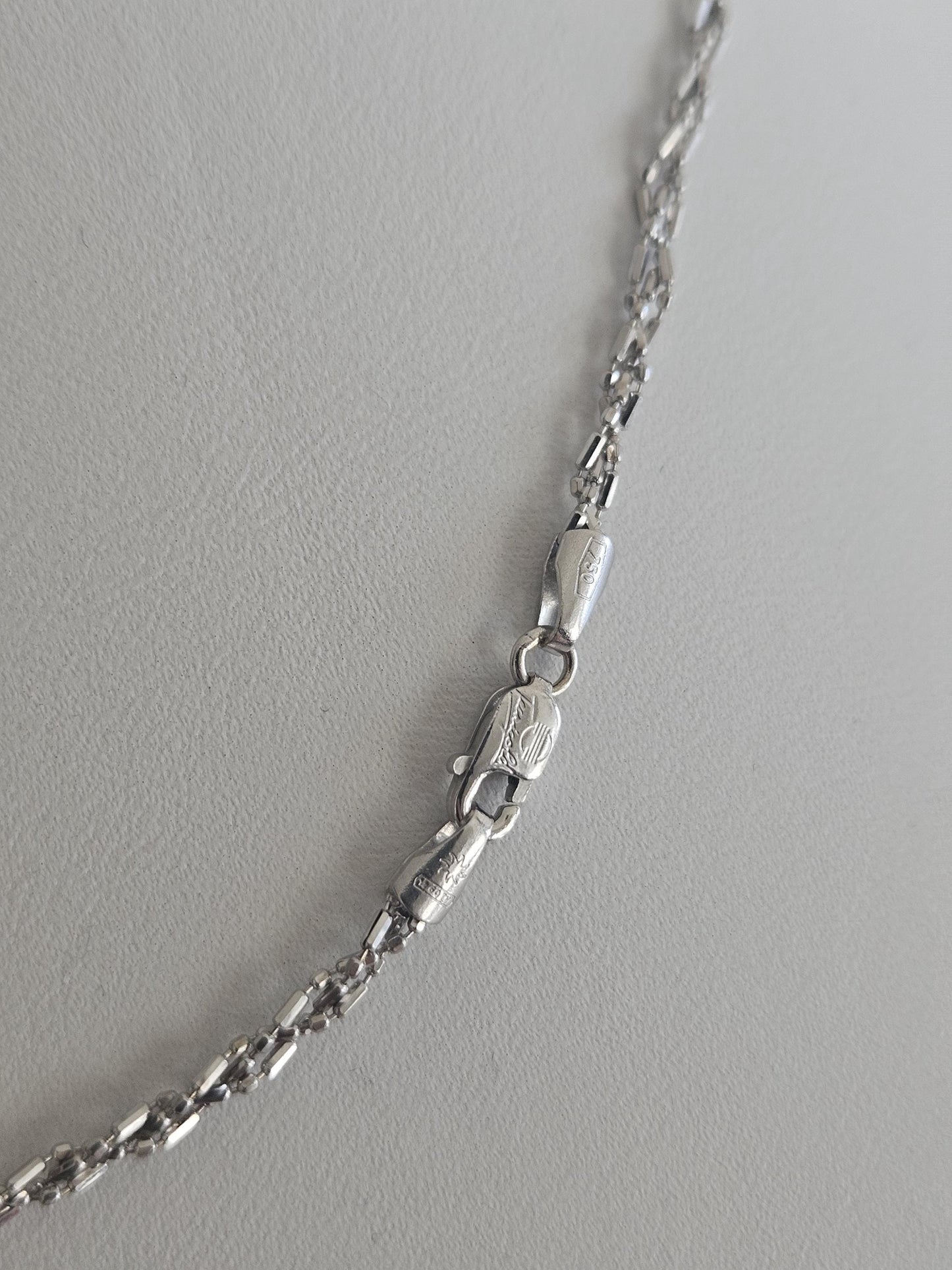 18k White Gold Cuban link Chain Necklace, Solid Curb Necklace Chain 18kt Real Gold Cuban, Genuine Authentic Gold Necklace, Gift for him her