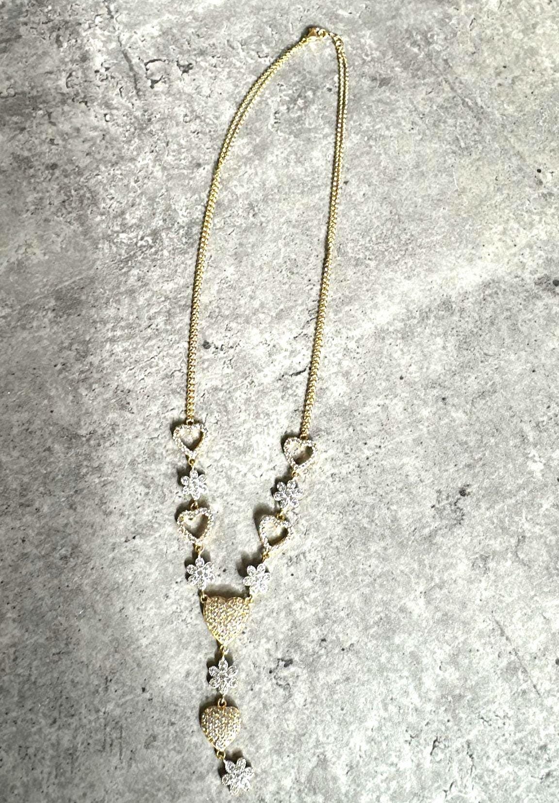 18k Solid Gold Necklace Chain Hearts, Gold necklaces for women, Women's Jewelry, Jewellery Design, Real Gold, Gift for Her