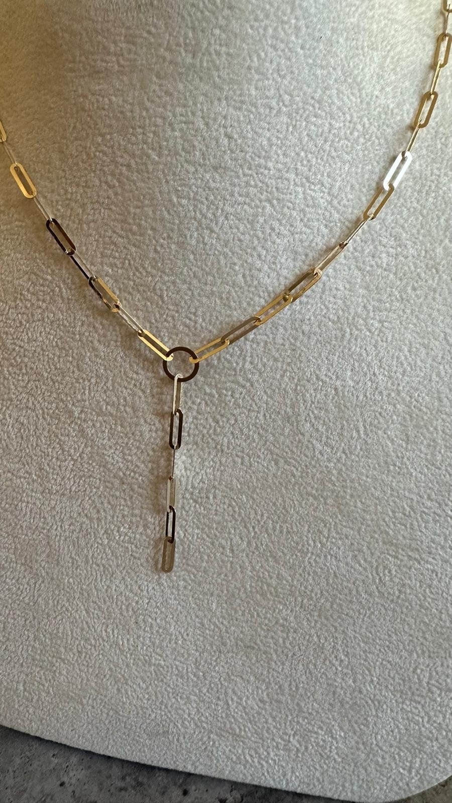 18k Solid Gold Paperclip Necklace, Real 18k Yellow Gold paperclip Chain, Necklaces for Women, Gold Jewelry, Layering Necklaces, Gift for Her