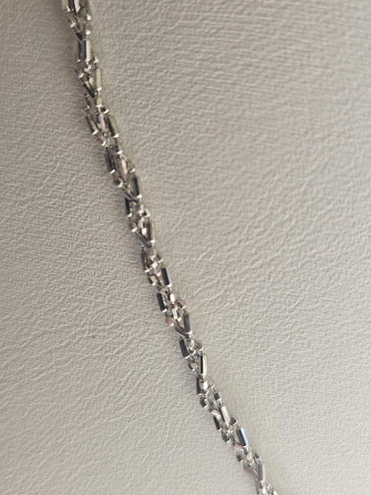18k White Gold Cuban link Chain Necklace, Solid Curb Necklace Chain 18kt Real Gold Cuban, Genuine Authentic Gold Necklace, Gift for him her