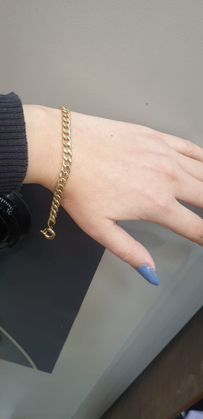 Gold Cuban Braclet Curb, 18k Link Chain Bracelet, 5 MM Width, Real Gold Gourmet Bracelet Gift for Her, Gift for Him, Unisex Bracelet