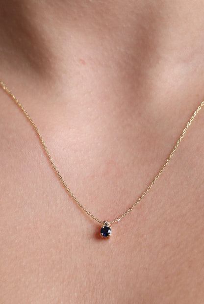 Sapphire Necklace 18k Gold, Bleu pendant, 18k Minimalist Real Sapphire, Birthstone Pendant, Perfect Gift for Mother's Day, Gift for her