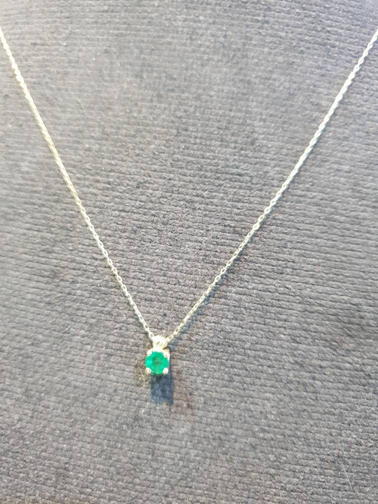 18K Solid Gold Necklace, Real Emerald, Natural Emerald Pendant, Emerald stone, Real Gold, Genuine stones, Necklace, May Xmas Gift