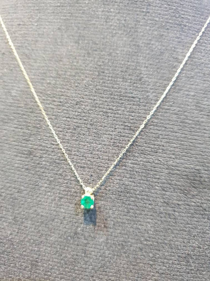 18K Solid Gold Necklace, Real Emerald, Natural Emerald Pendant, Emerald stone, Real Gold, Genuine stones, Necklace, May Xmas Gift