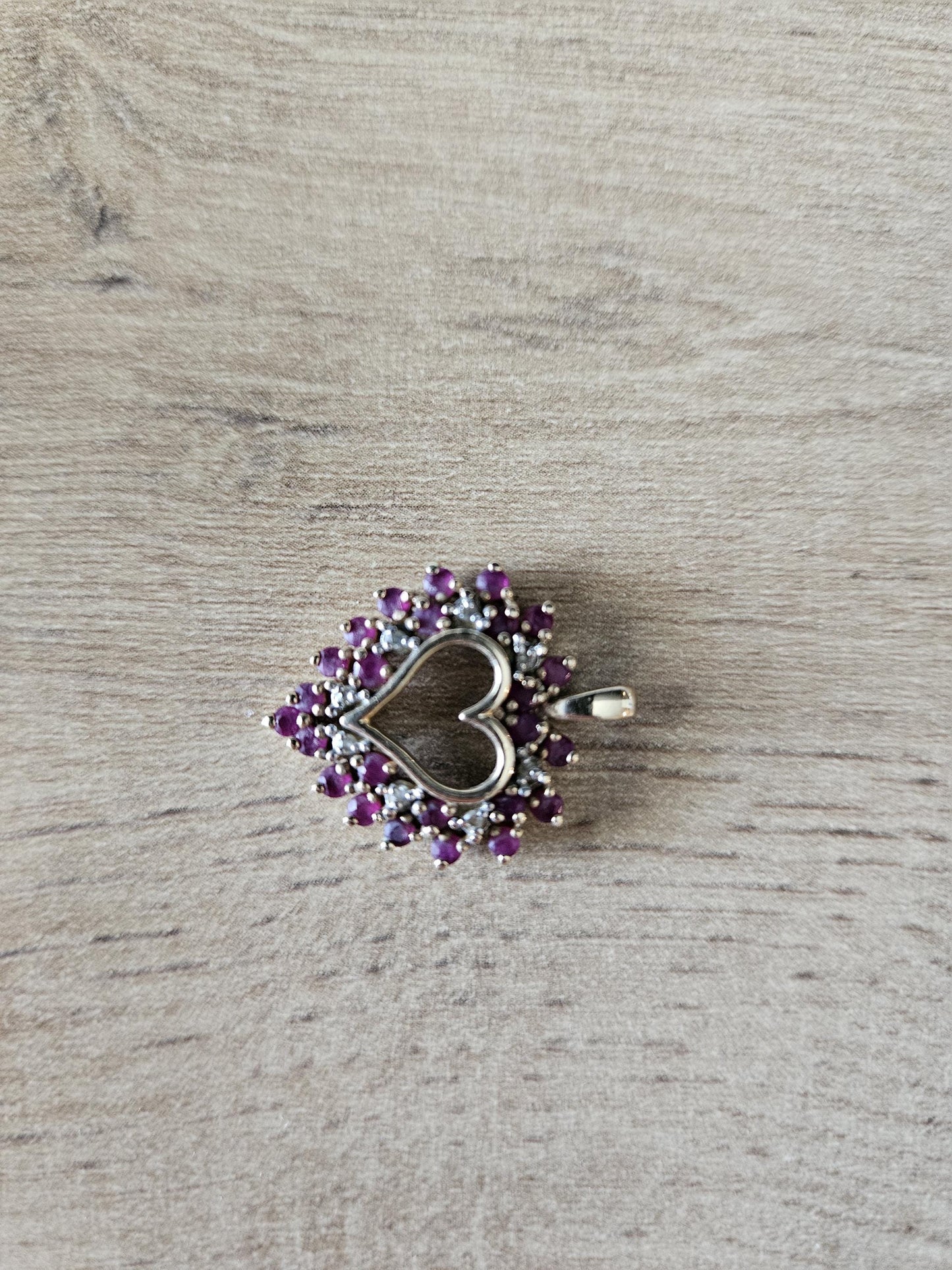 10k red Gem Heart Pendant • Dainty Love Necklace • Romantic Gift for Her • Vintage-Inspired Jewelry • Valentine's Day Charm