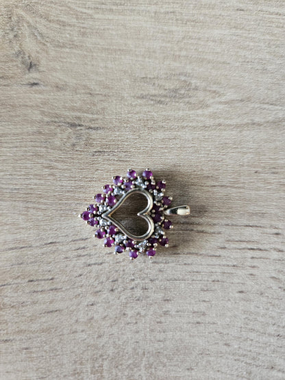 10k red Gem Heart Pendant • Dainty Love Necklace • Romantic Gift for Her • Vintage-Inspired Jewelry • Valentine's Day Charm