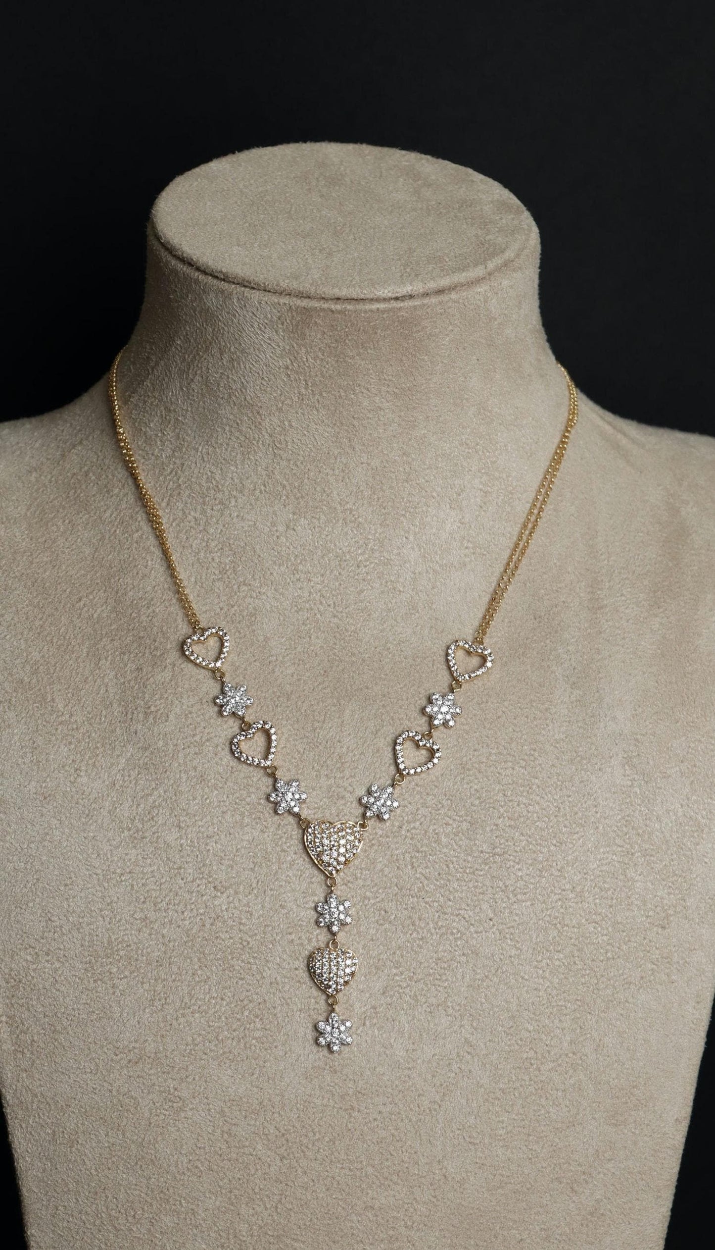 18k Solid Gold Necklace Chain Hearts, Gold necklaces for women, Women's Jewelry, Jewellery Design, Real Gold, Gift for Her