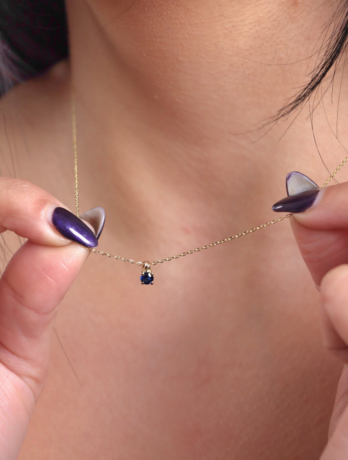 Sapphire Necklace 18k Gold, Bleu pendant, 18k Minimalist Real Sapphire, Birthstone Pendant, Perfect Gift for Mother's Day, Gift for her