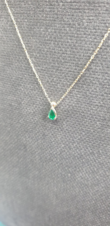 18k Gold Necklace Natural Emerald Pendant, 18K Solid Gold Necklace, Natural Emerald Pendant, Emerald stone, Genuine stones, Gift for her