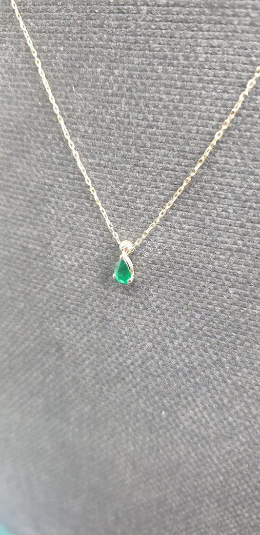 18k Gold Necklace Natural Emerald Pendant, 18K Solid Gold Necklace, Natural Emerald Pendant, Emerald stone, Genuine stones, Gift for her