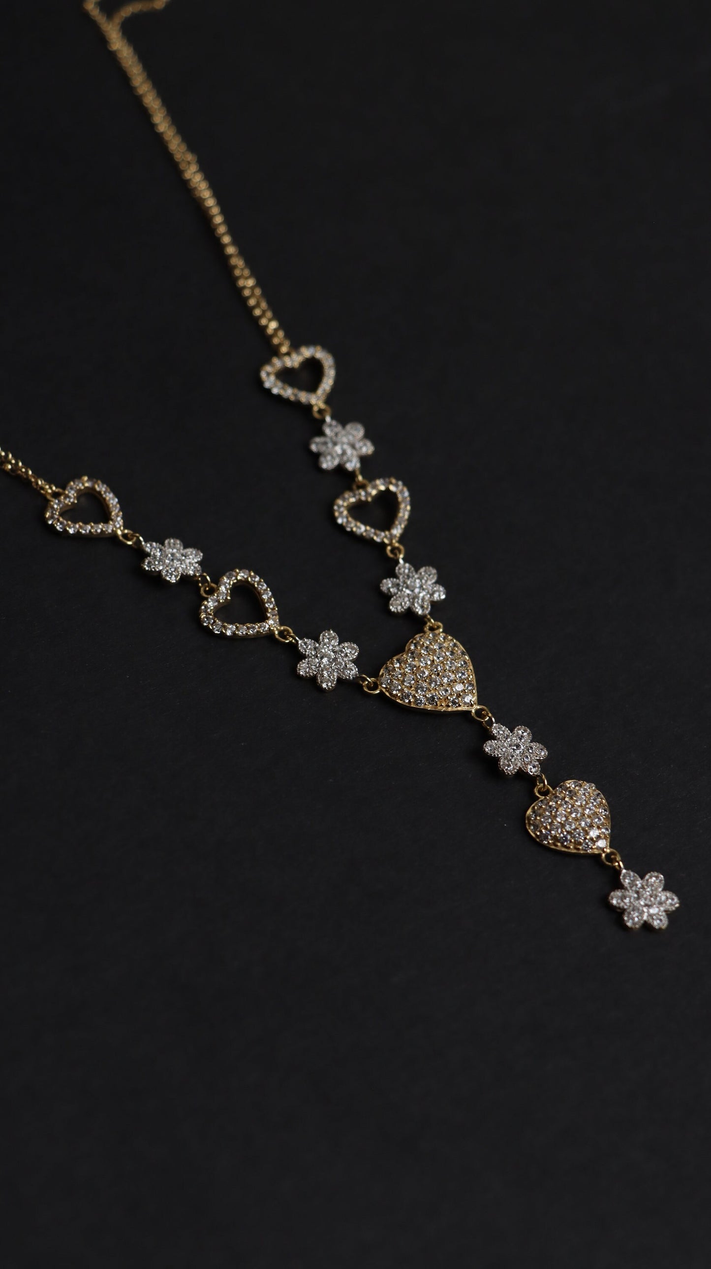 18k Solid Gold Necklace Chain Hearts, Gold necklaces for women, Women's Jewelry, Jewellery Design, Real Gold, Gift for Her