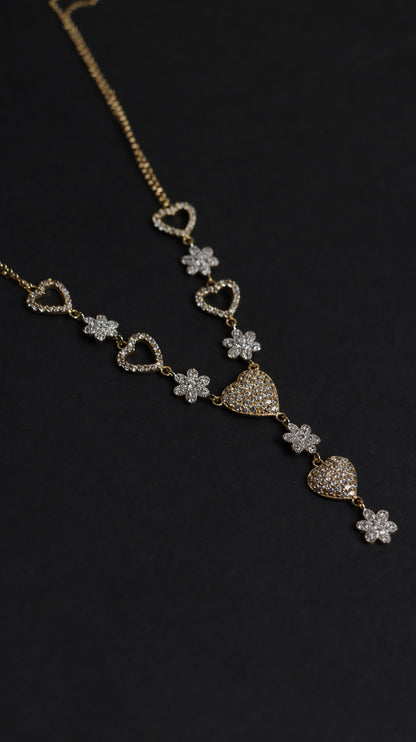 18k Solid Gold Necklace Chain Hearts, Gold necklaces for women, Women's Jewelry, Jewellery Design, Real Gold, Gift for Her