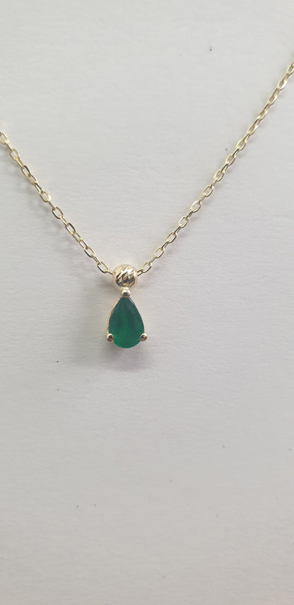 18k Gold Necklace Natural Emerald Pendant, 18K Solid Gold Necklace, Natural Emerald Pendant, Emerald stone, Genuine stones, Gift for her